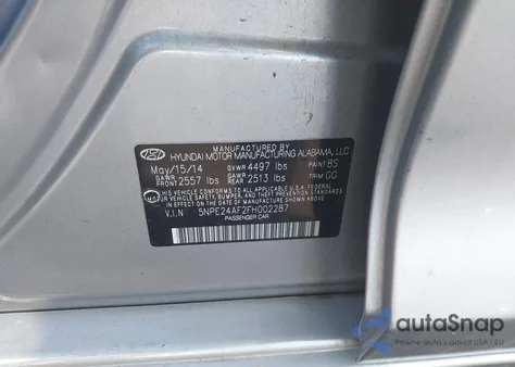 2015 Hyundai Sonata Se из США, поврежденный, VIN 5NPE24AF2FH002287